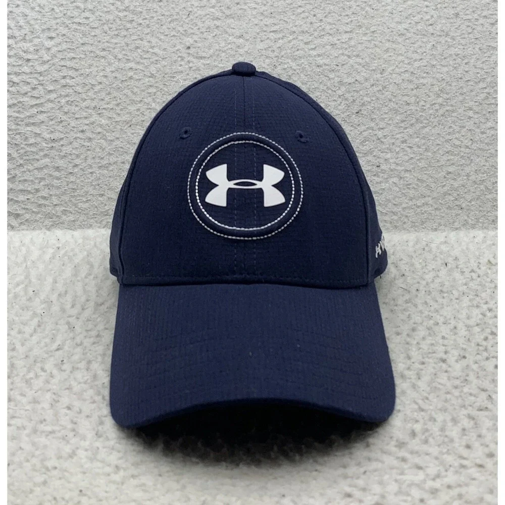 Under Armour Golf Fitted Hat Mens Size L/XL Navy Blue Vented Sports Athletic Dad